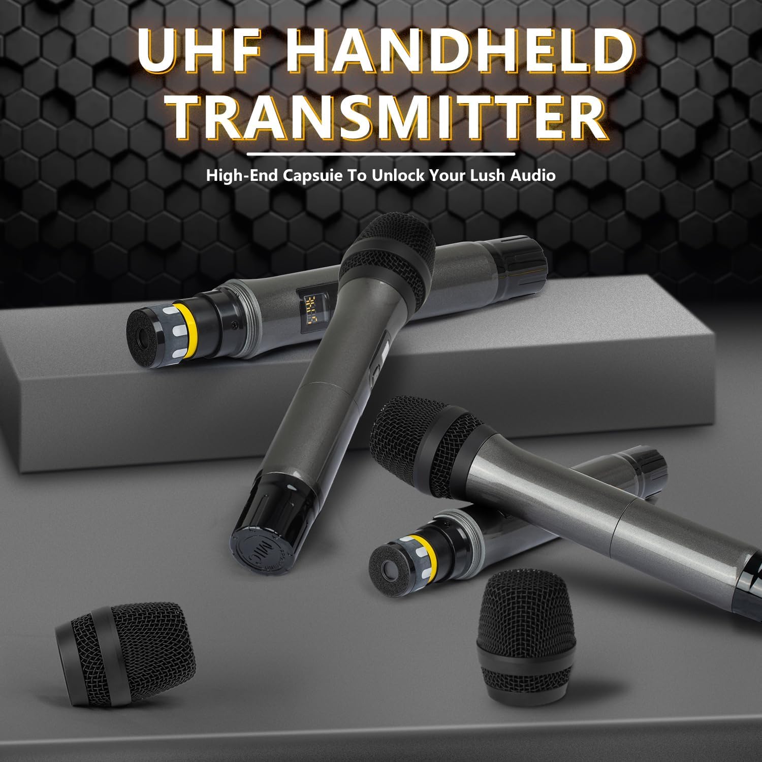 Kaschun Wireless Microphone System, 4-Channel UHF, Quad Channel